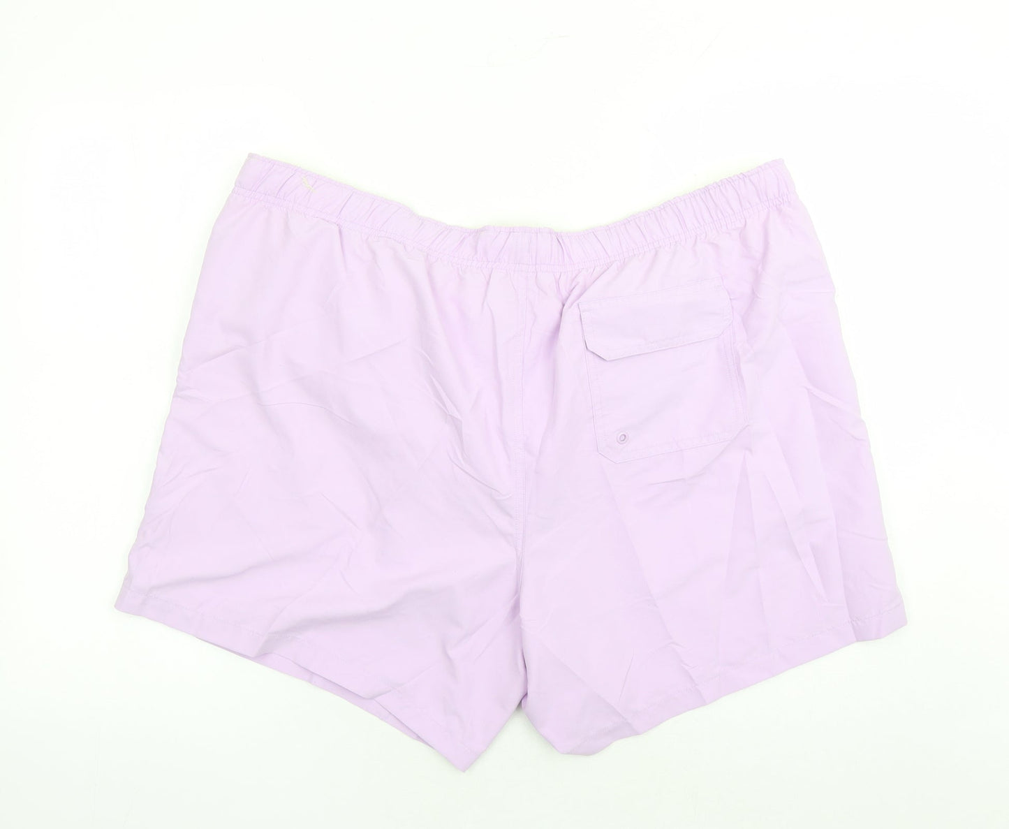 Marks and Spencer Mens Purple Polyester Sweat Shorts Size 3XL L6 in Regular Drawstring - Elasticated Waist Swim Shorts Pockets