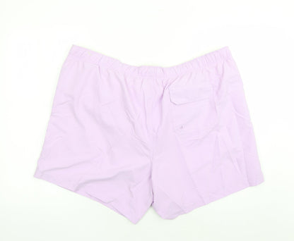 Marks and Spencer Mens Purple Polyester Sweat Shorts Size 3XL L6 in Regular Drawstring - Elasticated Waist Swim Shorts Pockets