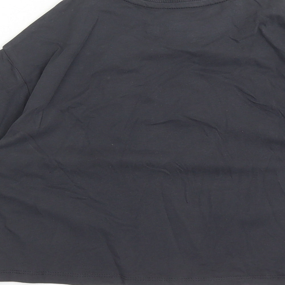 Marks and Spencer Girls Grey Cotton Cropped T-Shirt Size 6-7 Years Crew Neck Pullover - Be A Dreamer