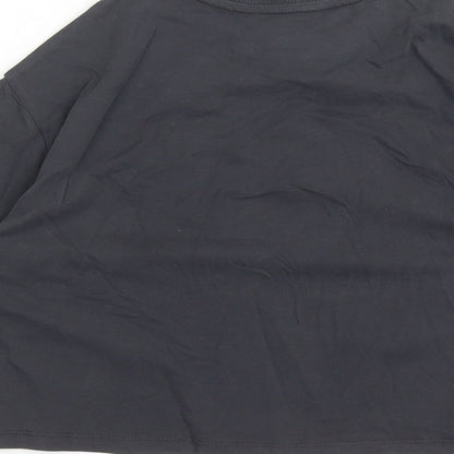 Marks and Spencer Girls Grey Cotton Cropped T-Shirt Size 6-7 Years Crew Neck Pullover - Be A Dreamer