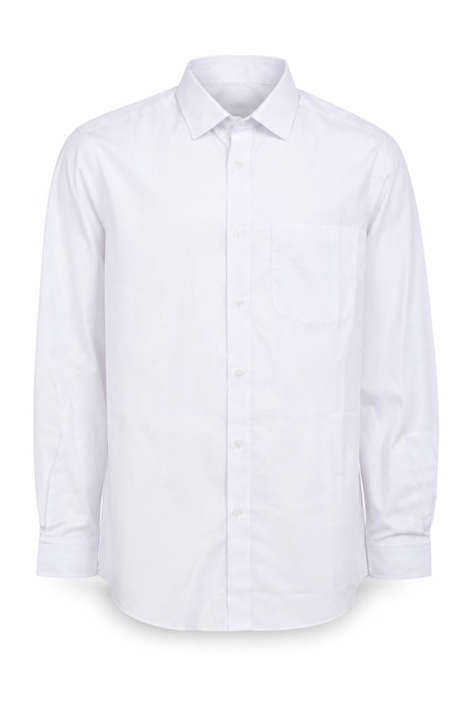 Marks and Spencer Mens White Polyester Button-Up Size 14.5 Collared Button