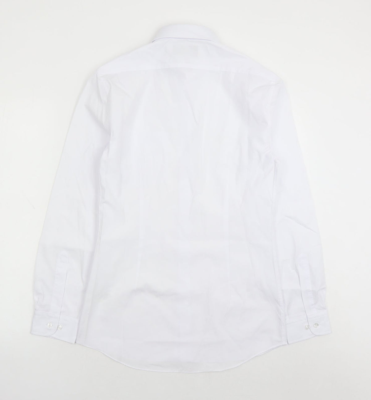 Marks and Spencer Mens White Polyester Button-Up Size 14.5 Collared Button