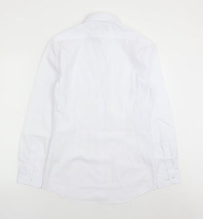 Marks and Spencer Mens White Polyester Button-Up Size 14.5 Collared Button