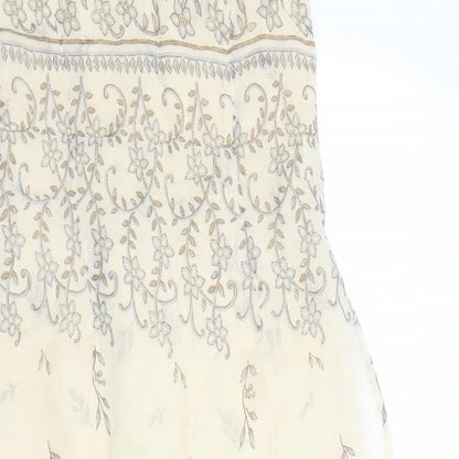 Simon Daniels Womens Beige Floral Viscose Slip Dress Size 14 Square Neck Pullover - Lined