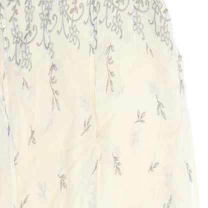 Simon Daniels Womens Beige Floral Viscose Slip Dress Size 14 Square Neck Pullover - Lined