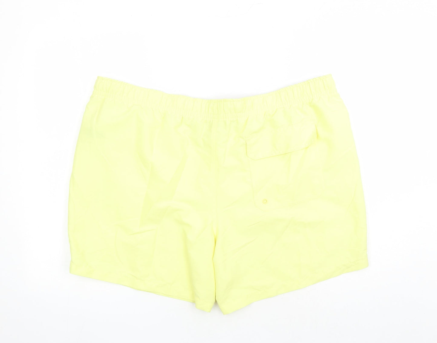 Marks and Spencer Mens Yellow Polyester Sweat Shorts Size 3XL L6 in Regular Drawstring - Elasticated Waist Swim Shorts Pockets
