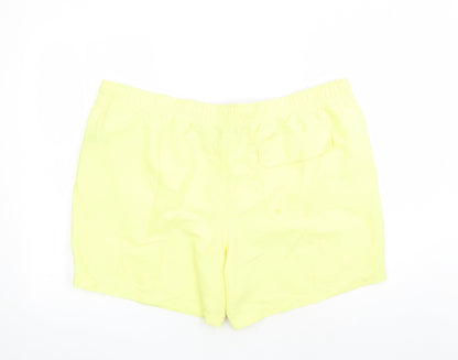 Marks and Spencer Mens Yellow Polyester Sweat Shorts Size 3XL L6 in Regular Drawstring - Elasticated Waist Swim Shorts Pockets