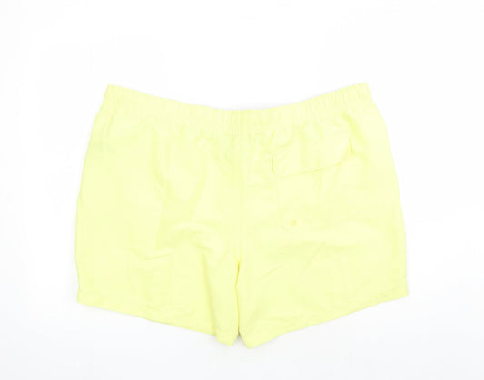 Marks and Spencer Mens Yellow Polyester Sweat Shorts Size 3XL L6 in Regular Drawstring - Elasticated Waist Swim Shorts Pockets