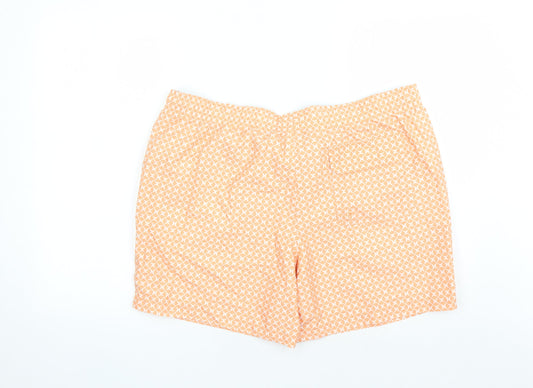 Marks and Spencer Mens Orange Geometric Polyester Sweat Shorts Size 2XL L6 in Regular Drawstring - Elasticated Waist Swim Shorts Pockets