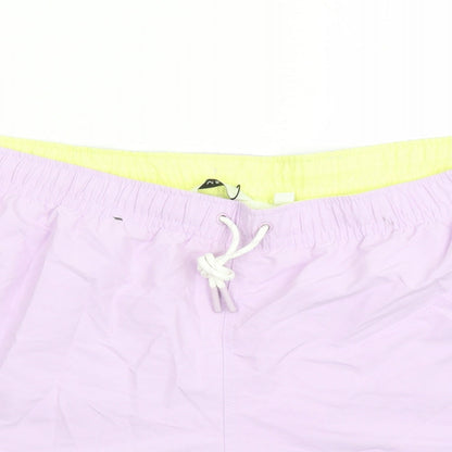 Marks and Spencer Mens Purple Polyester Sweat Shorts Size 3XL L6 in Regular Drawstring - Elasticated Waist Swim Shorts Pockets