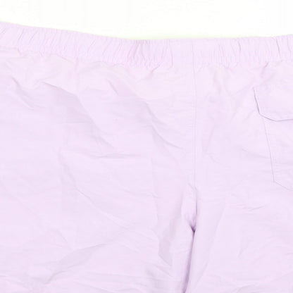 Marks and Spencer Mens Purple Polyester Sweat Shorts Size 3XL L6 in Regular Drawstring - Elasticated Waist Swim Shorts Pockets