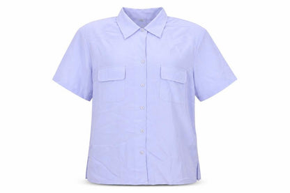 Style Collection Womens Purple Polyester Basic Button-Up Size 14 Collared