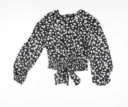 Womens UK Size 8 Topshop Black Basic Blouse