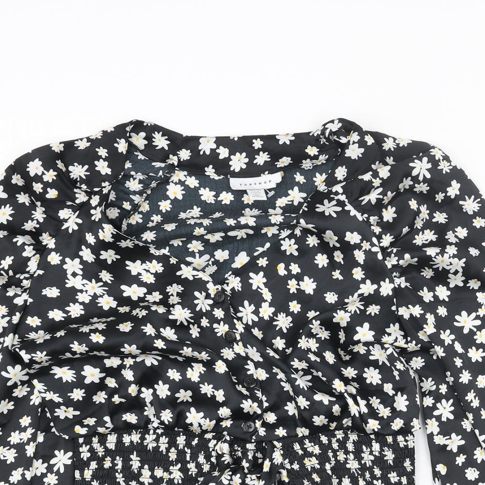 Womens UK Size 8 Topshop Black Basic Blouse
