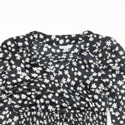 Womens UK Size 8 Topshop Black Basic Blouse