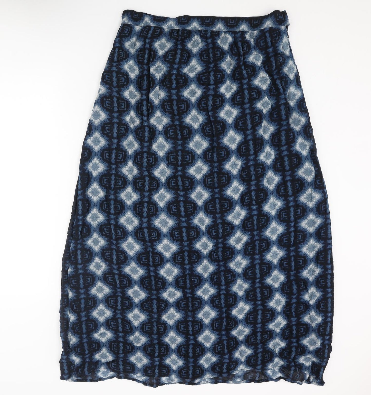 NEXT Womens Blue Geometric Viscose Maxi Skirt Size 14 Zip