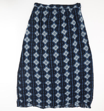 NEXT Womens Blue Geometric Viscose Maxi Skirt Size 14 Zip