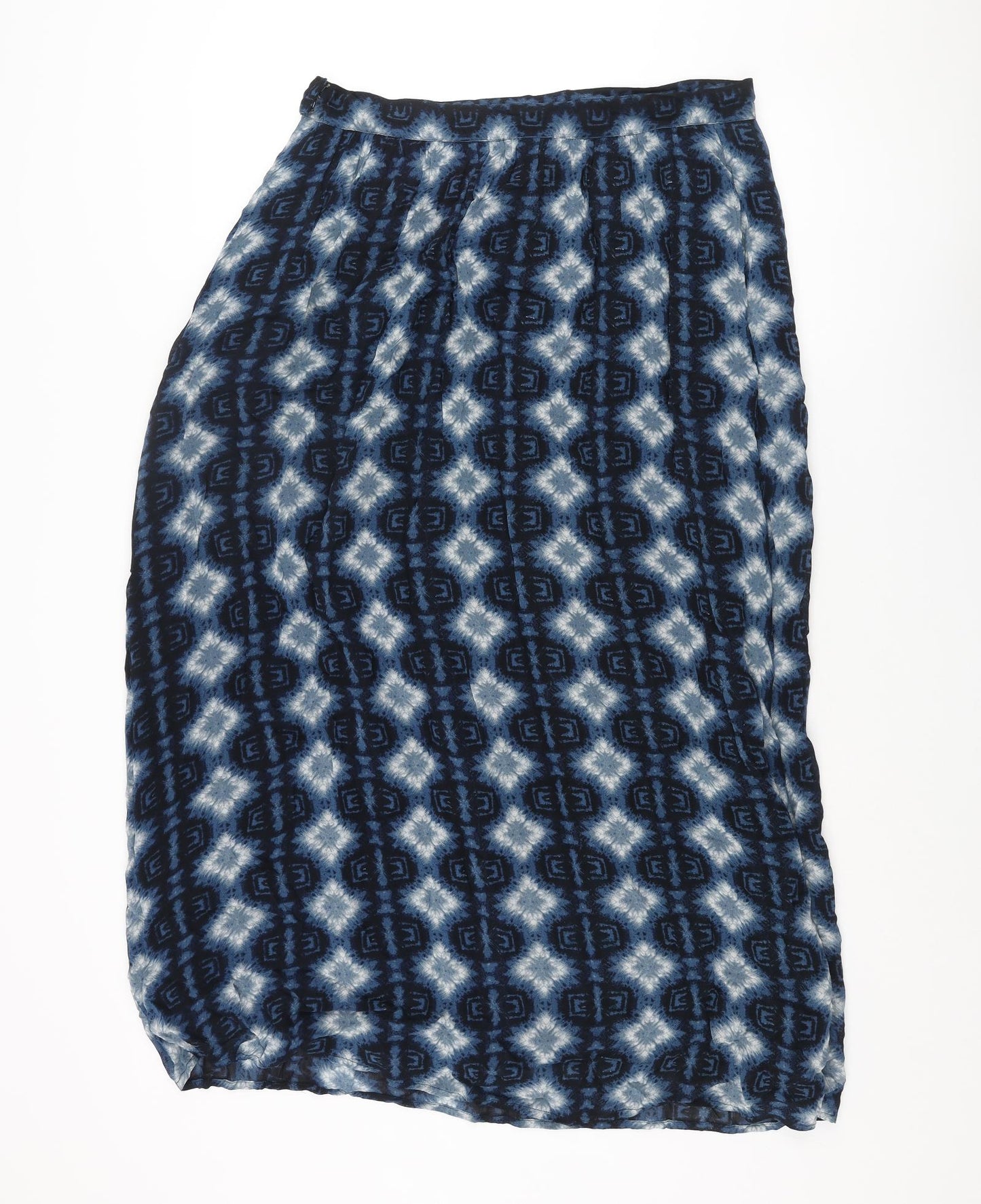 NEXT Womens Blue Geometric Viscose Maxi Skirt Size 14 Zip