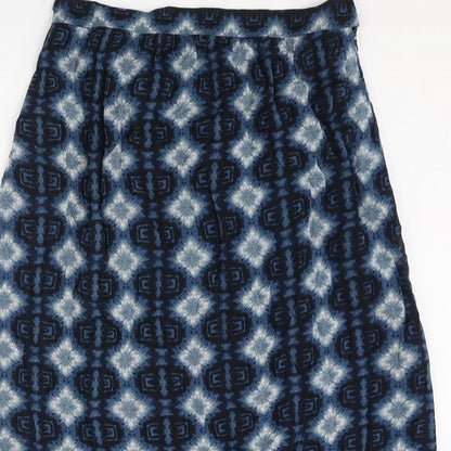NEXT Womens Blue Geometric Viscose Maxi Skirt Size 14 Zip