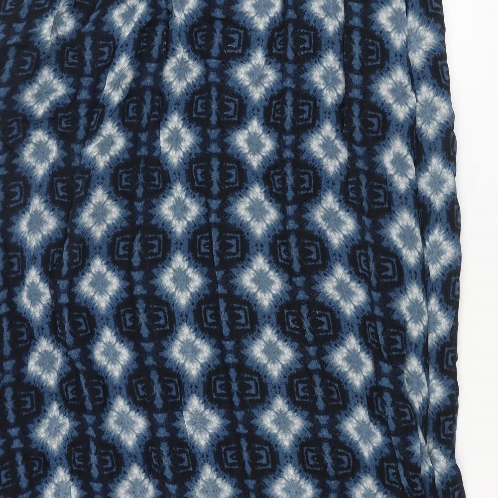 NEXT Womens Blue Geometric Viscose Maxi Skirt Size 14 Zip