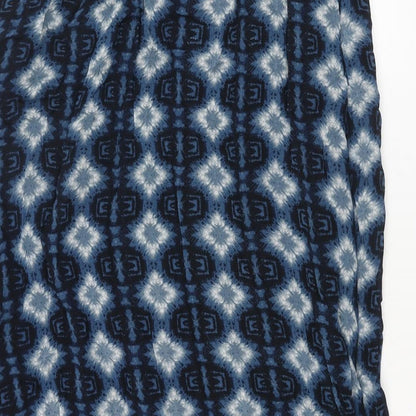 NEXT Womens Blue Geometric Viscose Maxi Skirt Size 14 Zip