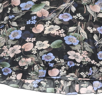 Boohoo Womens Multicoloured Floral Polyester Basic Blouse Size 8 Round Neck - Semi Sheer Frill