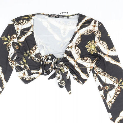 Womens UK Size 8 Misspap Multicoloured Cropped Blouse
