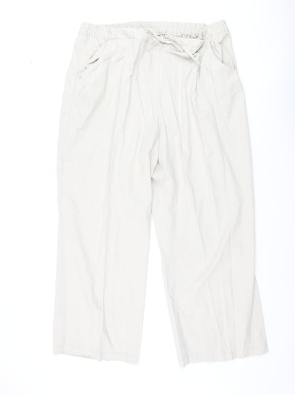 Victoria Taylor Womens Beige Cotton Trousers Size 22 L27 in Regular Drawstring