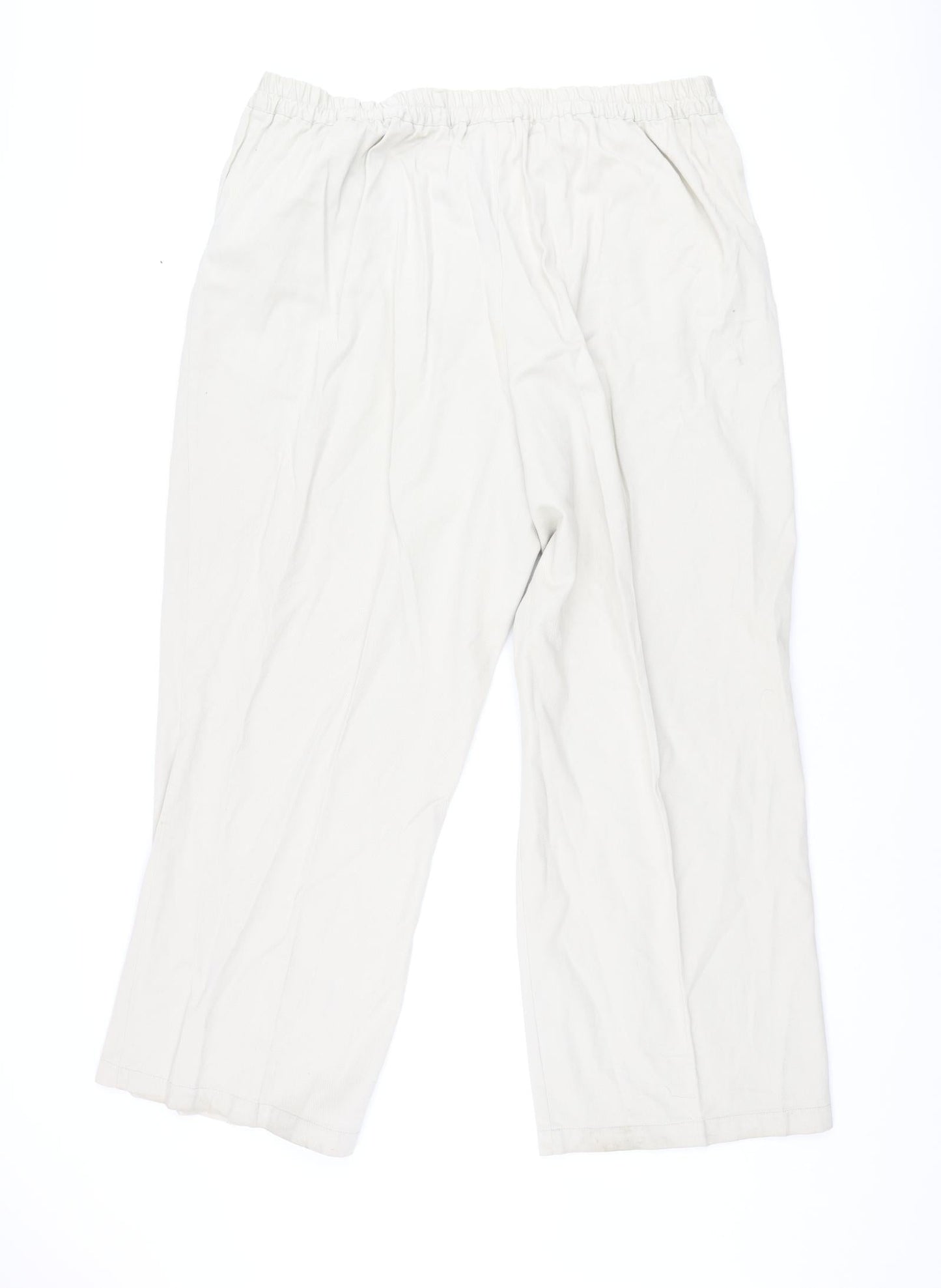 Victoria Taylor Womens Beige Cotton Trousers Size 22 L27 in Regular Drawstring
