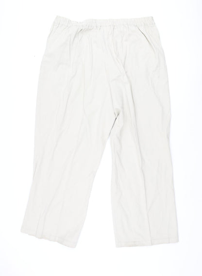 Victoria Taylor Womens Beige Cotton Trousers Size 22 L27 in Regular Drawstring