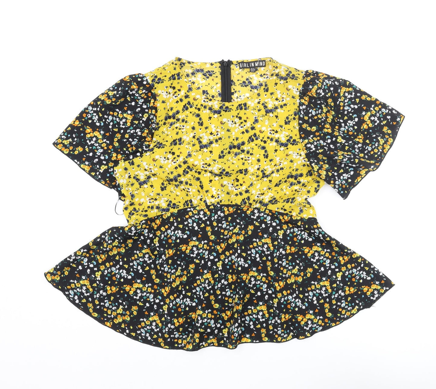Womens UK Size 12 Girl In Mind Multicoloured Basic Blouse