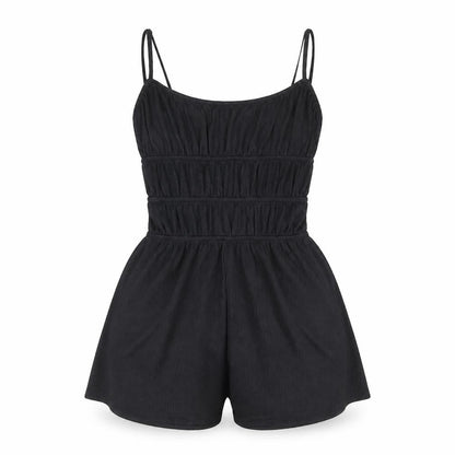 Divided by H&M Womens Black Polyester Playsuit One-Piece Size 2XS Pullover - Rouched