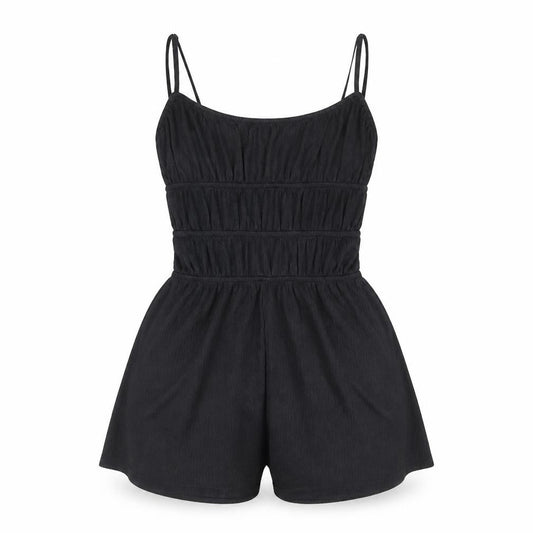 Divided by H&M Womens Black Polyester Playsuit One-Piece Size 2XS Pullover - Rouched