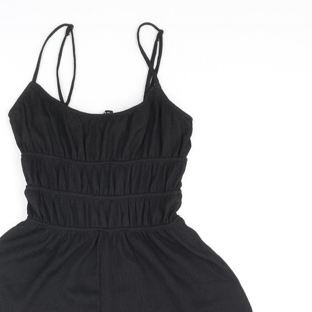 Divided by H&M Womens Black Polyester Playsuit One-Piece Size 2XS Pullover - Rouched