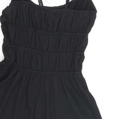 Divided by H&M Womens Black Polyester Playsuit One-Piece Size 2XS Pullover - Rouched