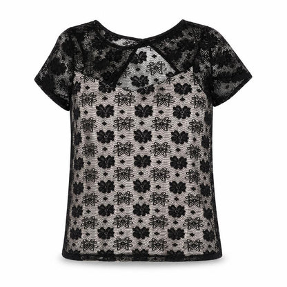 Dorothy Perkins Womens Black Polyester Basic Blouse Size 12 Round Neck - Cut Out Detail