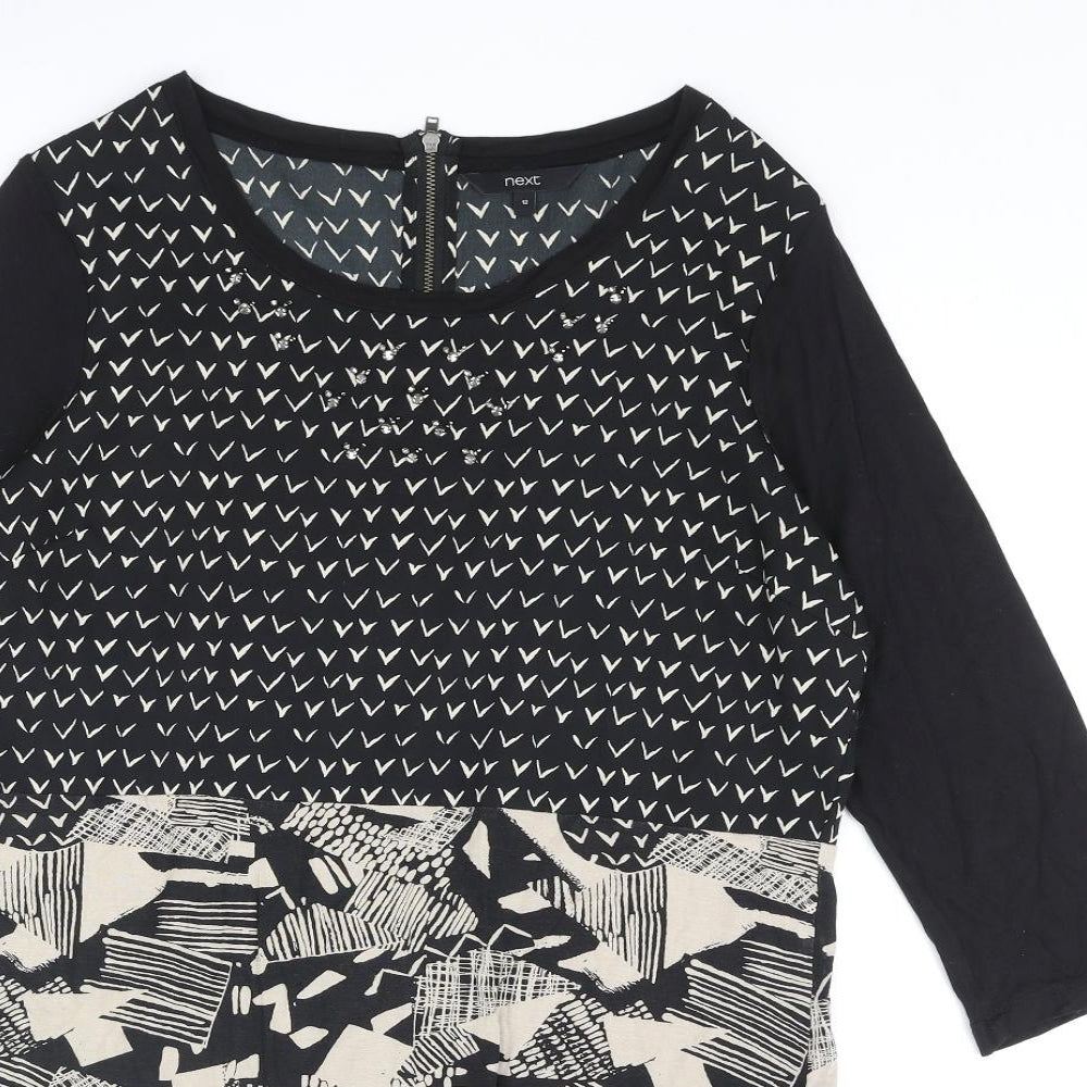 Womens UK Size 12 NEXT Black Tunic Blouse