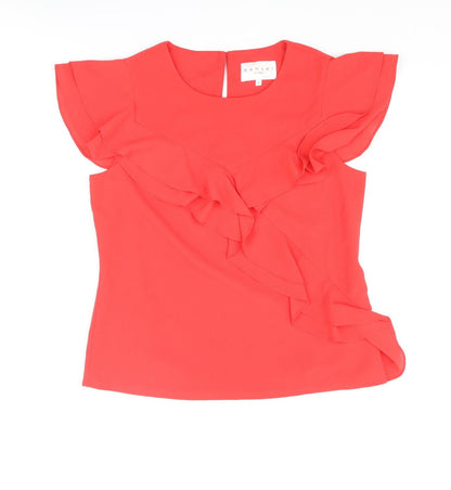 Womens UK Size 10 Damsel in a Dress Red Basic Blouse