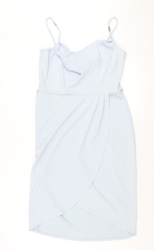 Miss Selfridge Womens Blue Polyester Shift Size 14 Collared Pullover - Wrap Style