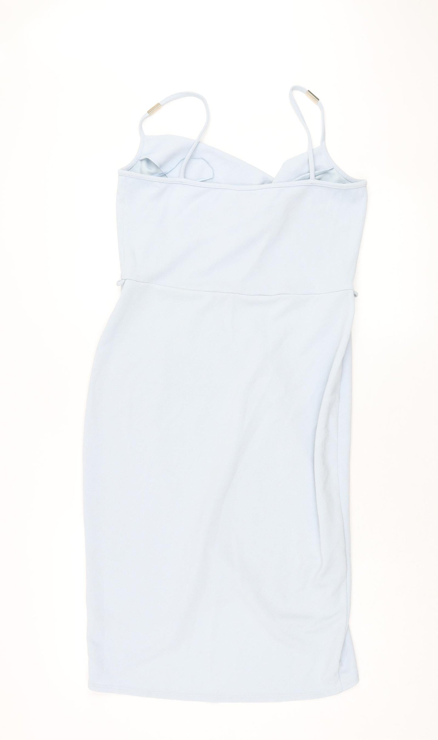 Miss Selfridge Womens Blue Polyester Shift Size 14 Collared Pullover - Wrap Style