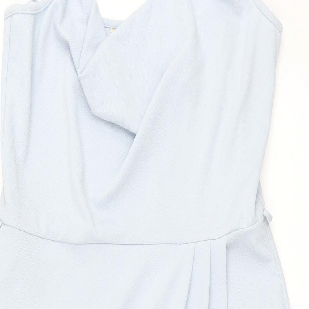 Miss Selfridge Womens Blue Polyester Shift Size 14 Collared Pullover - Wrap Style