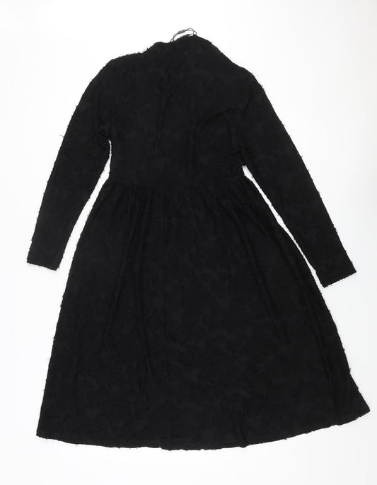 JDY Womens Black Polyester A-Line Size S Round Neck Pullover - Textured