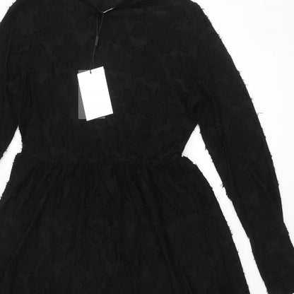 JDY Womens Black Polyester A-Line Size S Round Neck Pullover - Textured