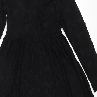 JDY Womens Black Polyester A-Line Size S Round Neck Pullover - Textured
