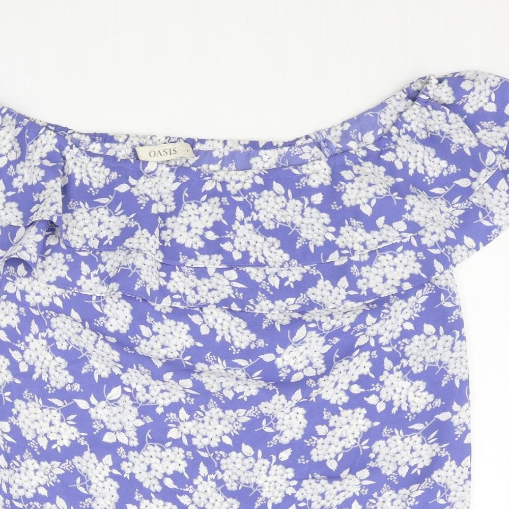 Womens UK Size 10 Oasis Blue Basic Blouse