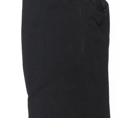 PRETTYLITTLETHING Womens Black Polyester Bodycon Size 8 One Shoulder Pullover - Rouched