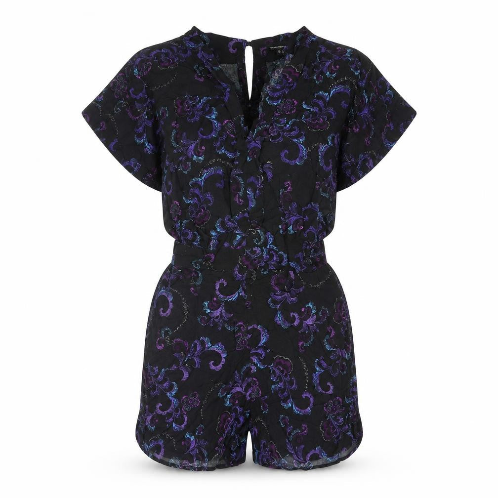 Warehouse Womens Multicoloured Geometric Viscose Playsuit One-Piece Size 6 L3 in Button