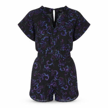 Warehouse Womens Multicoloured Geometric Viscose Playsuit One-Piece Size 6 L3 in Button