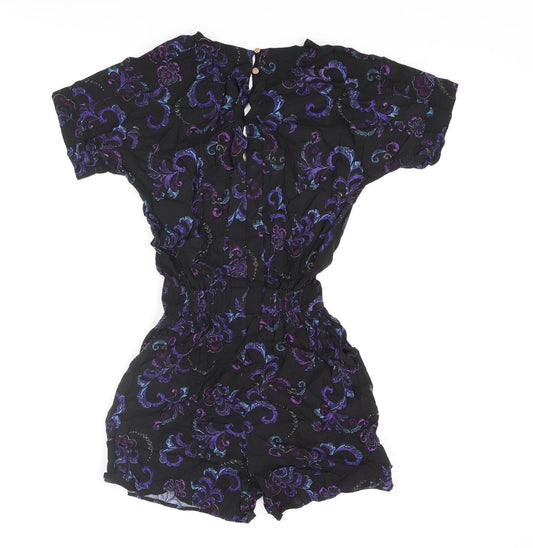 Warehouse Womens Multicoloured Geometric Viscose Playsuit One-Piece Size 6 L3 in Button