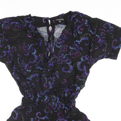Warehouse Womens Multicoloured Geometric Viscose Playsuit One-Piece Size 6 L3 in Button
